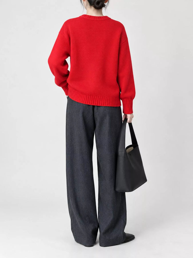 Round Neck Dropped Shoulder Sweater