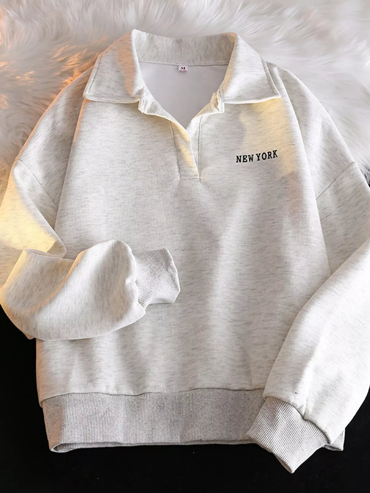 Polo Collar Long Sleeve Sweatshirt