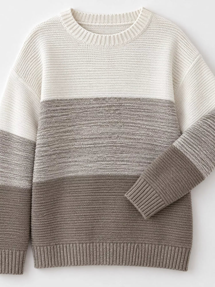 Full Size Color-Block Boat Neck Sweater Plus Size