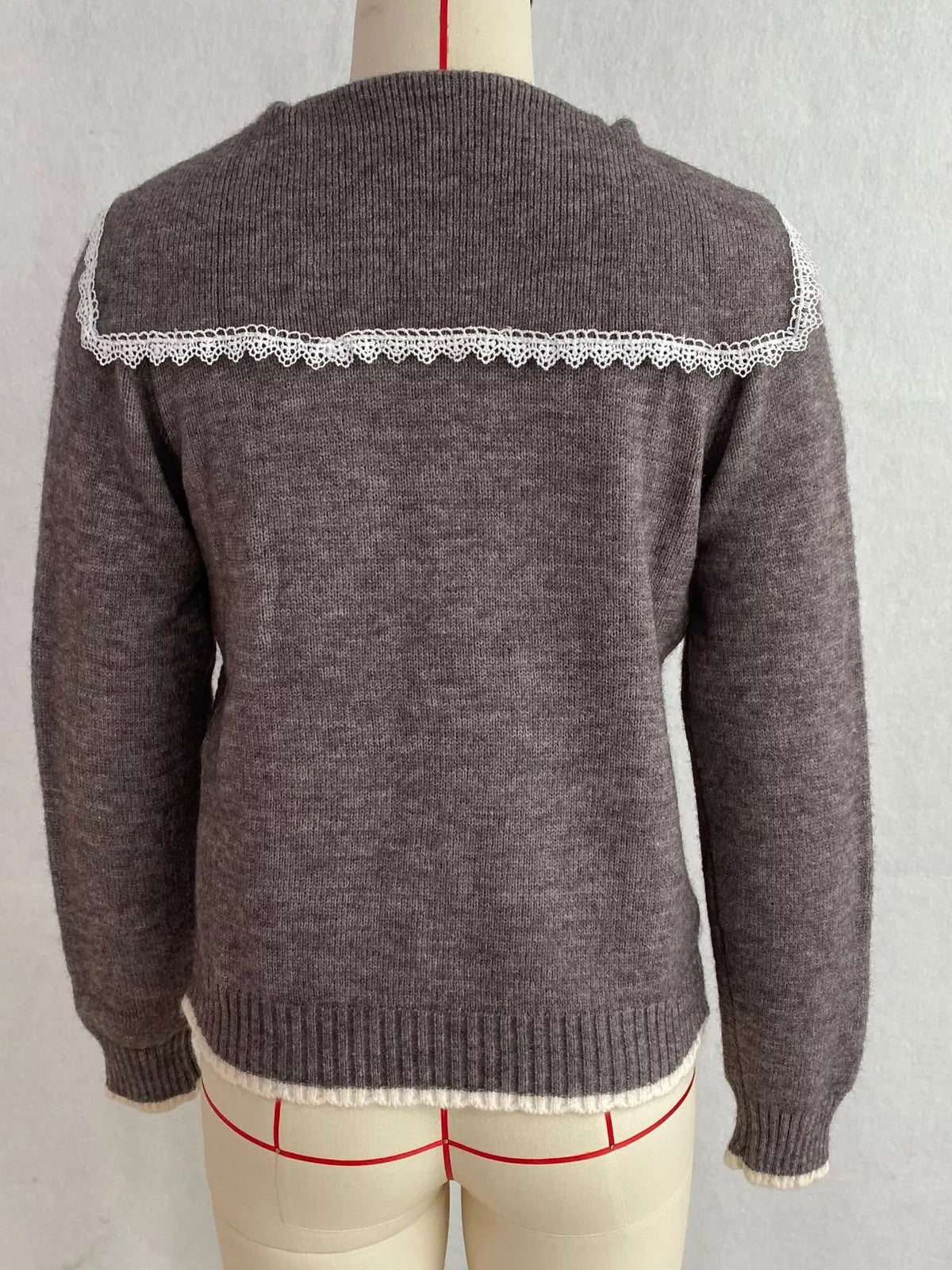 Cable-Knit Cardigan with Lace Trim