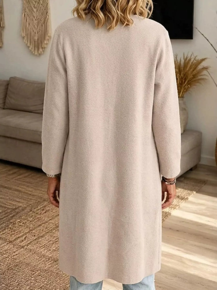 Full Size Open-Front Longline Knit Outerwear Plus Size