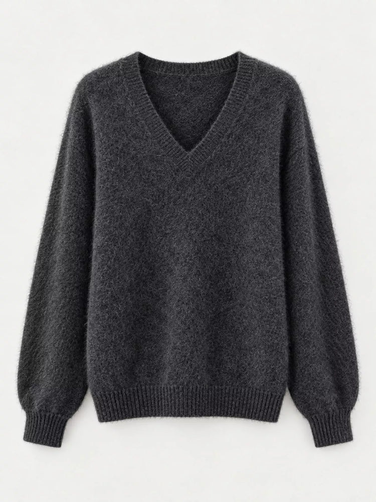 V-Neck Dropped Shoulder Sweater
