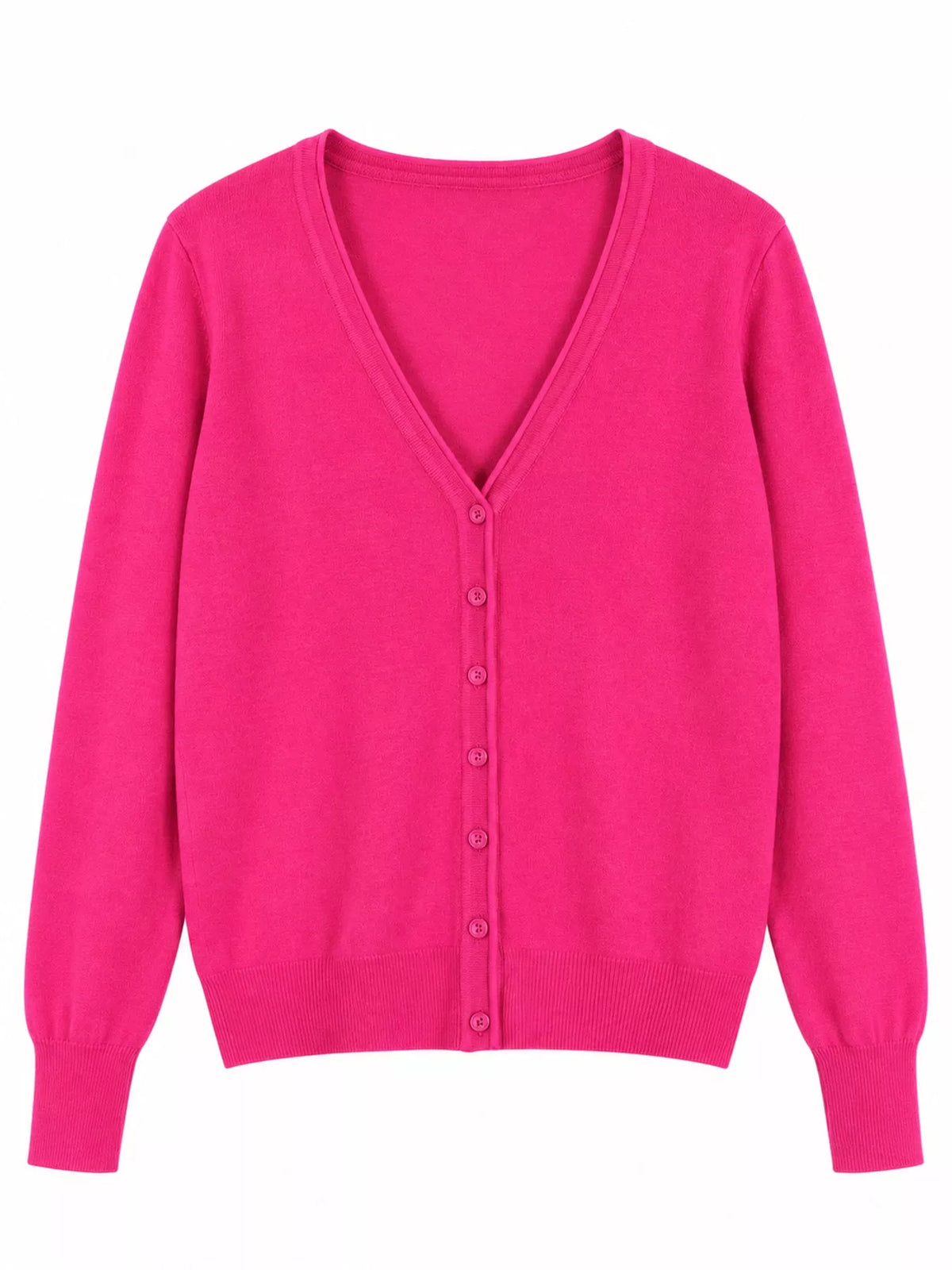 Classic V-Neck Button-Down Knit Cardigan