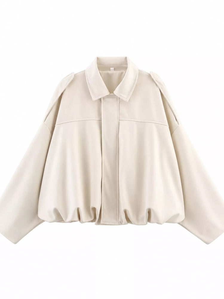 Elastic Hem Batwing Sleeve Jacket