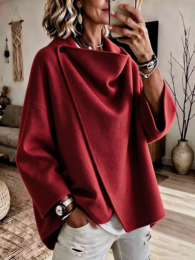 Full Size Asymmetric Cowl Neck Cape Plus Size