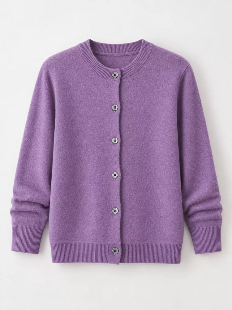 Crew Neck Button-Down Cardigan