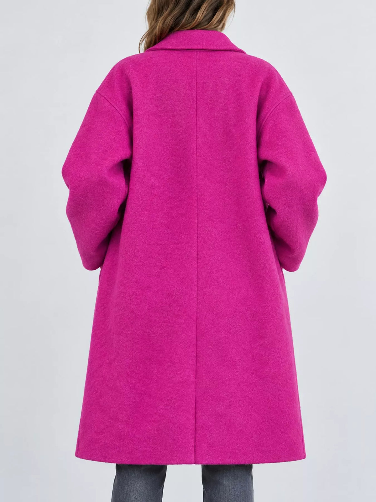 Full Size Lapel Collar One Button Coat Plus Size