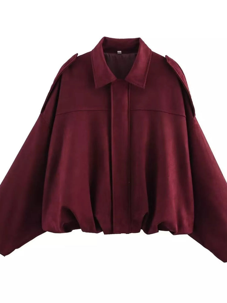 Elastic Hem Batwing Sleeve Jacket