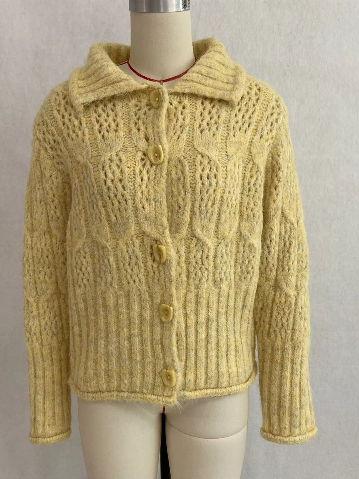 Cable-Knit Button Up Cardigan