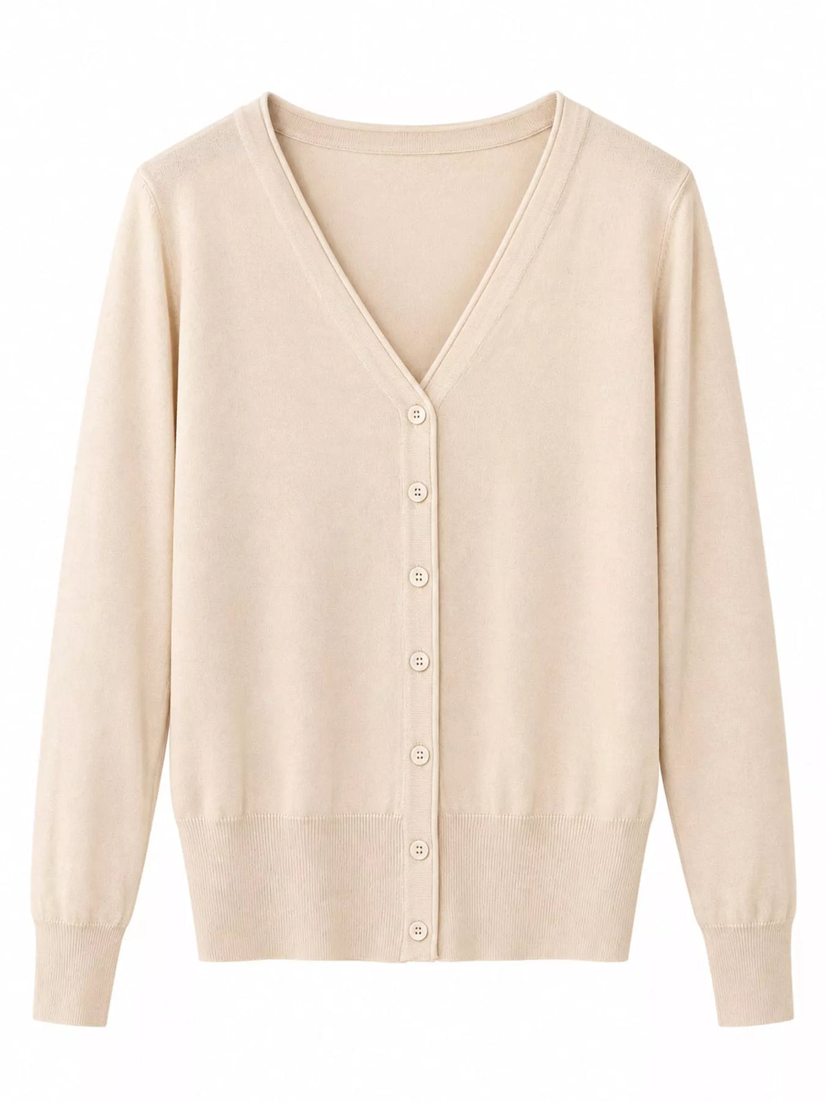 Classic V-Neck Button-Down Knit Cardigan