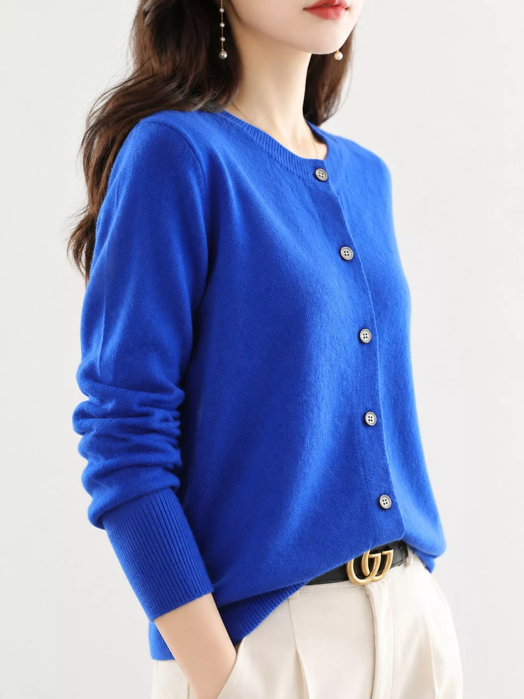 Classic Crew Neck Knit Cardigan