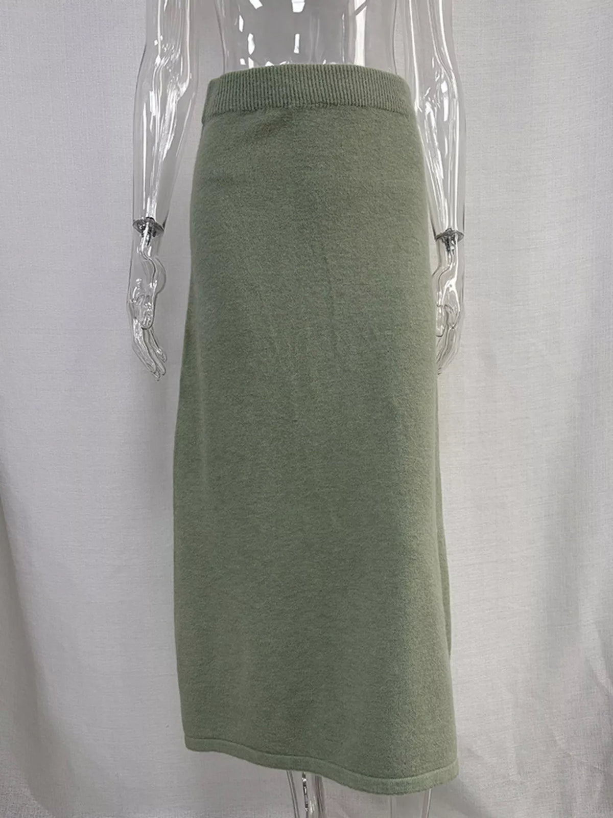 Zip-Up Mock Neck Cardigan and Matching Midi Skirt Sweater Set
