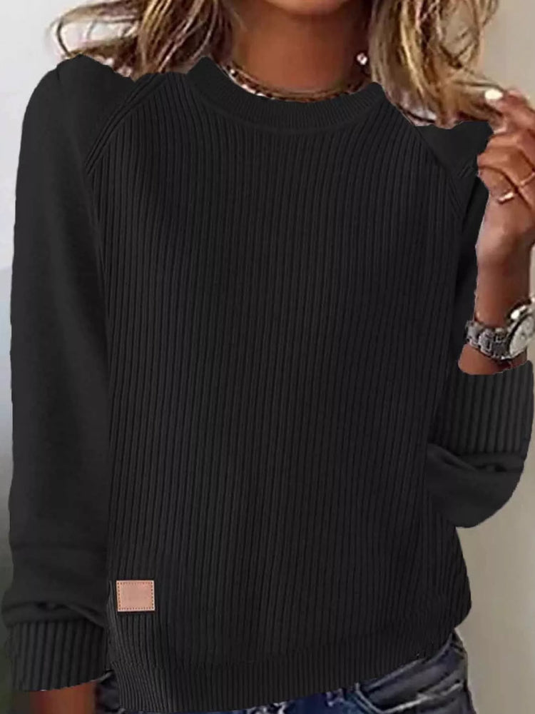 Full Size Ribbed Knit Raglan Sleeve Sweater Plus Size
