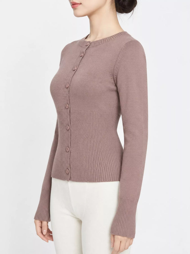 Slim-Fit Ribbed Knit Button-Down Cardigan
