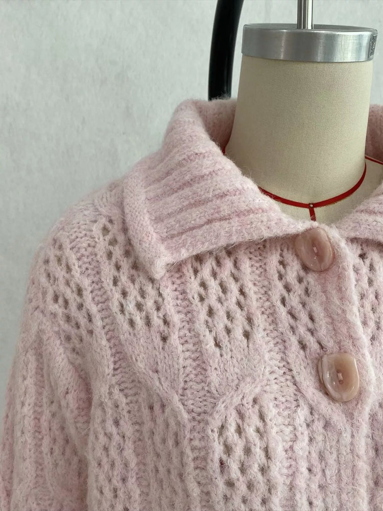 Cable-Knit Button Up Cardigan