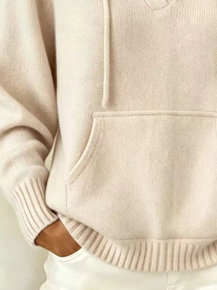 Drawstring Kangaroo Pocket Hooded Sweater