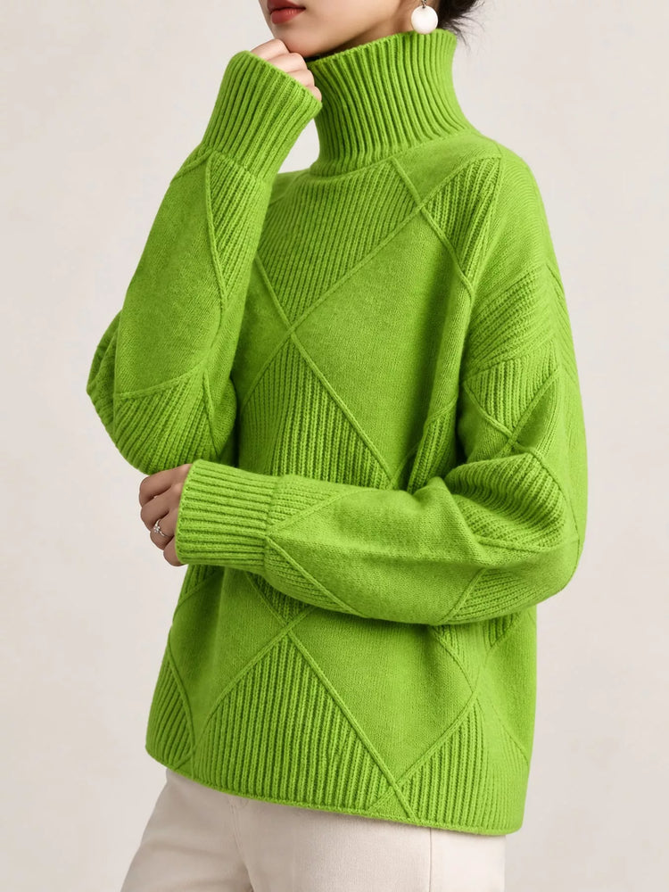 Full Size Diamond Pattern Turtleneck Sweater Plus Size