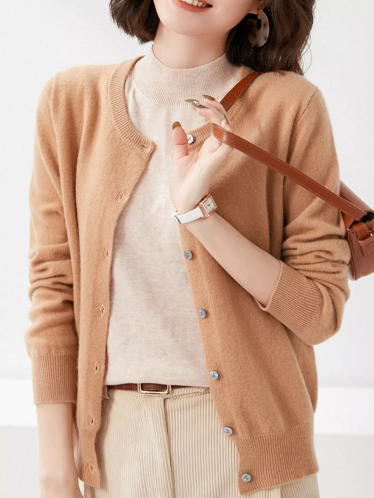 Crew Neck Button-Down Cardigan