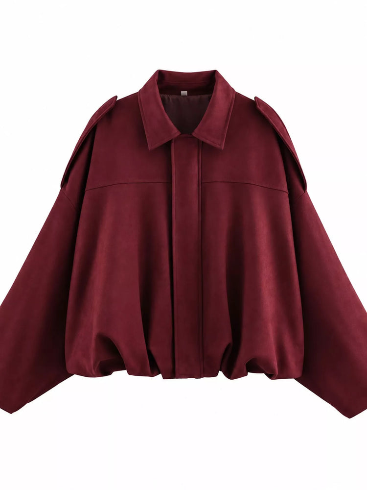 Elastic Hem Batwing Sleeve Jacket