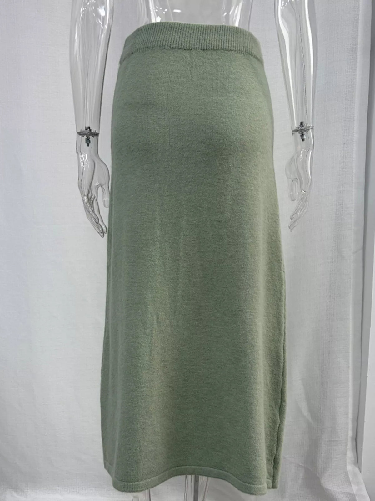 Zip-Up Mock Neck Cardigan and Matching Midi Skirt Sweater Set