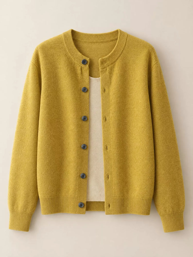 Crew Neck Button-Down Cardigan