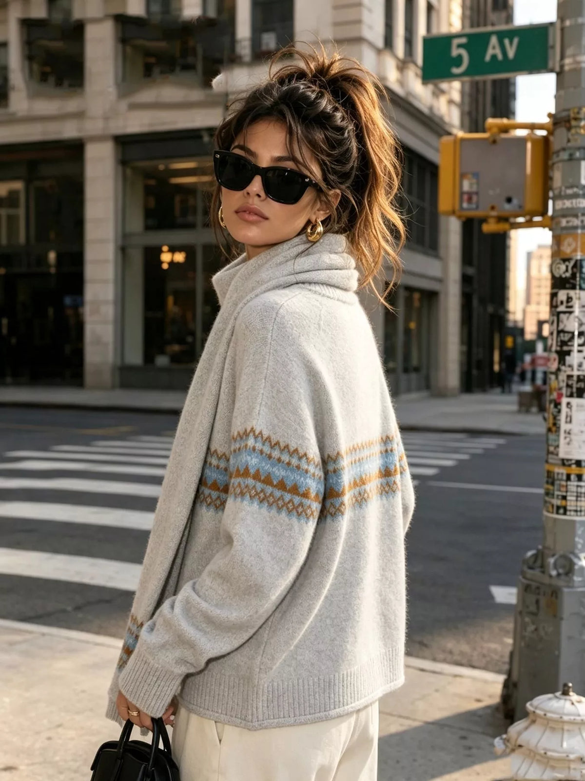 Geometric Button Down Knit Cardigan