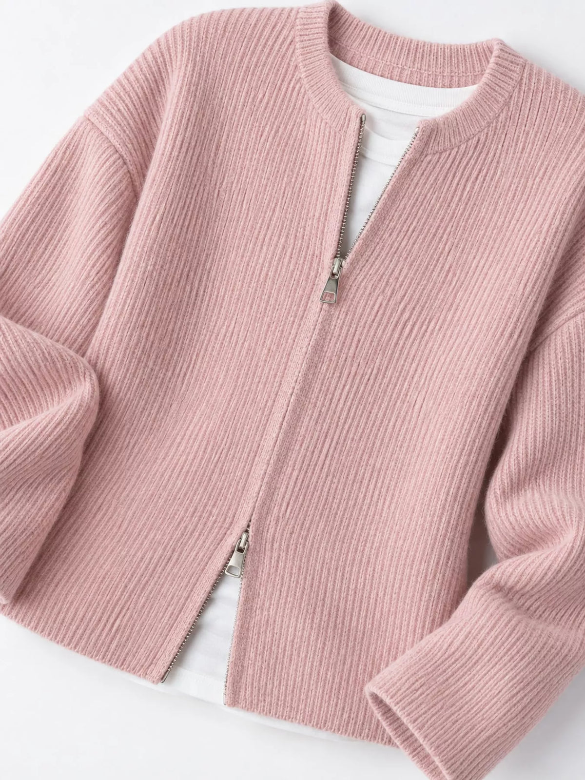 Zip Up Dropped Shoulder Cardigan