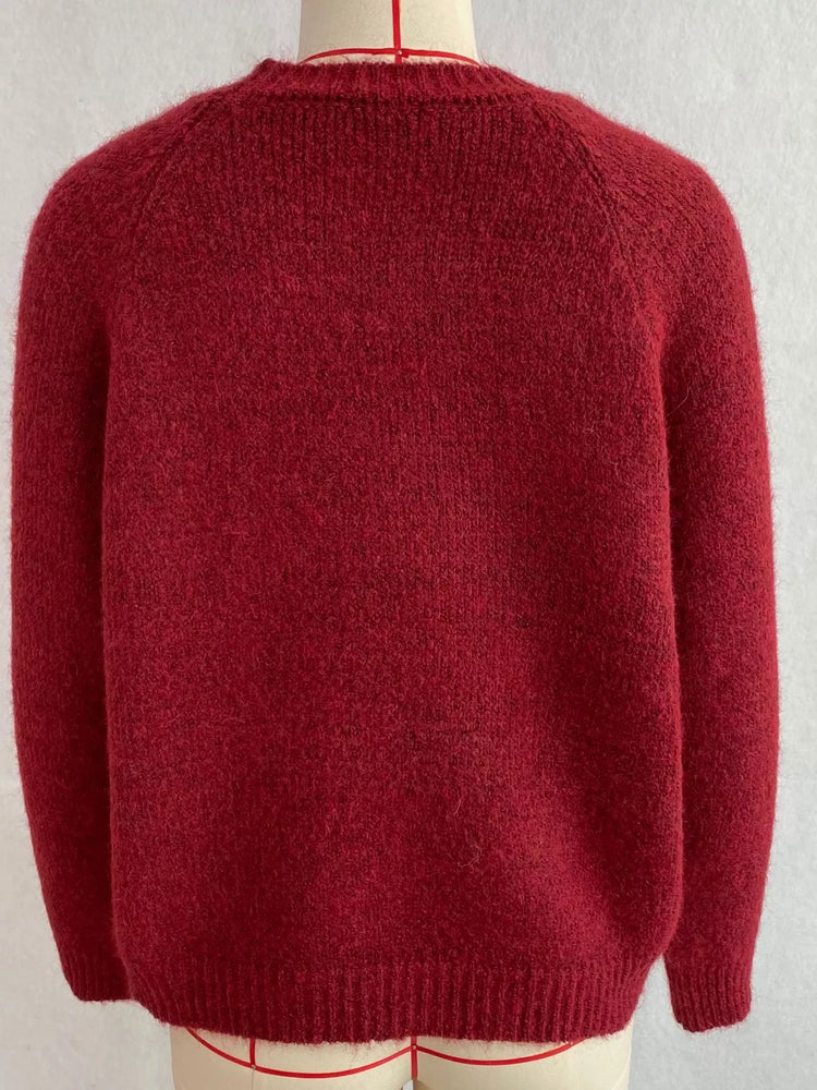 Argyle Pattern Raglan Sleeve Sweater