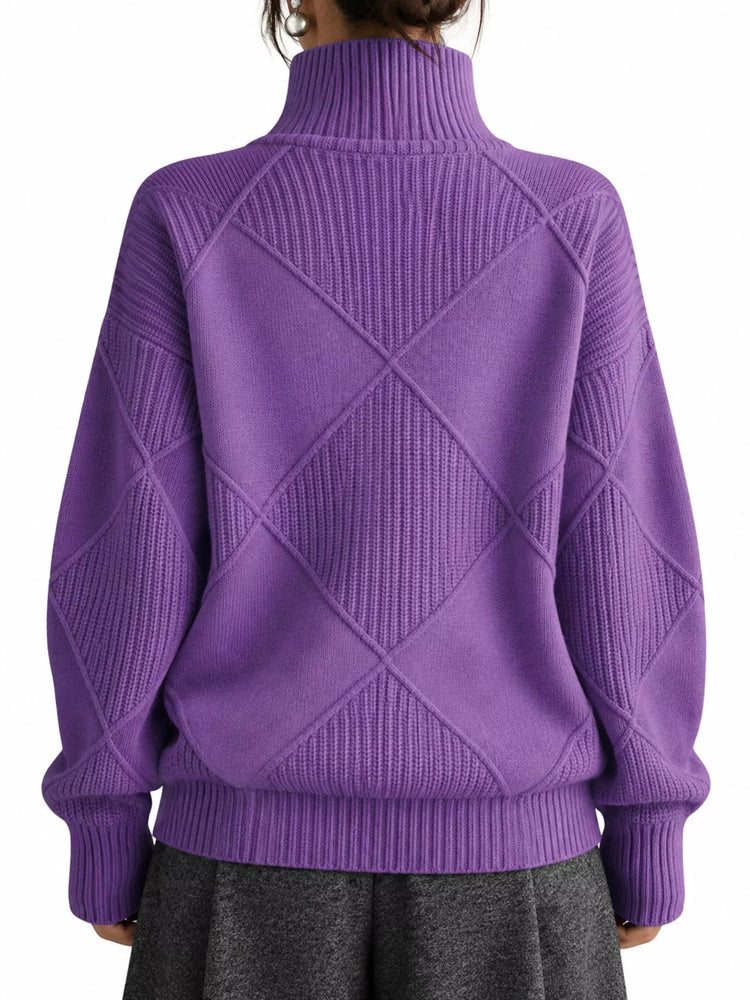 Full Size Diamond Pattern Turtleneck Sweater Plus Size