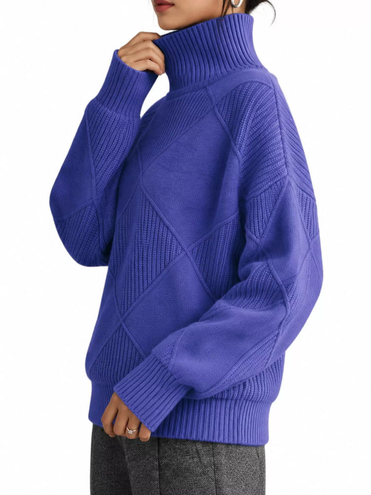 Full Size Diamond Pattern Turtleneck Sweater Plus Size