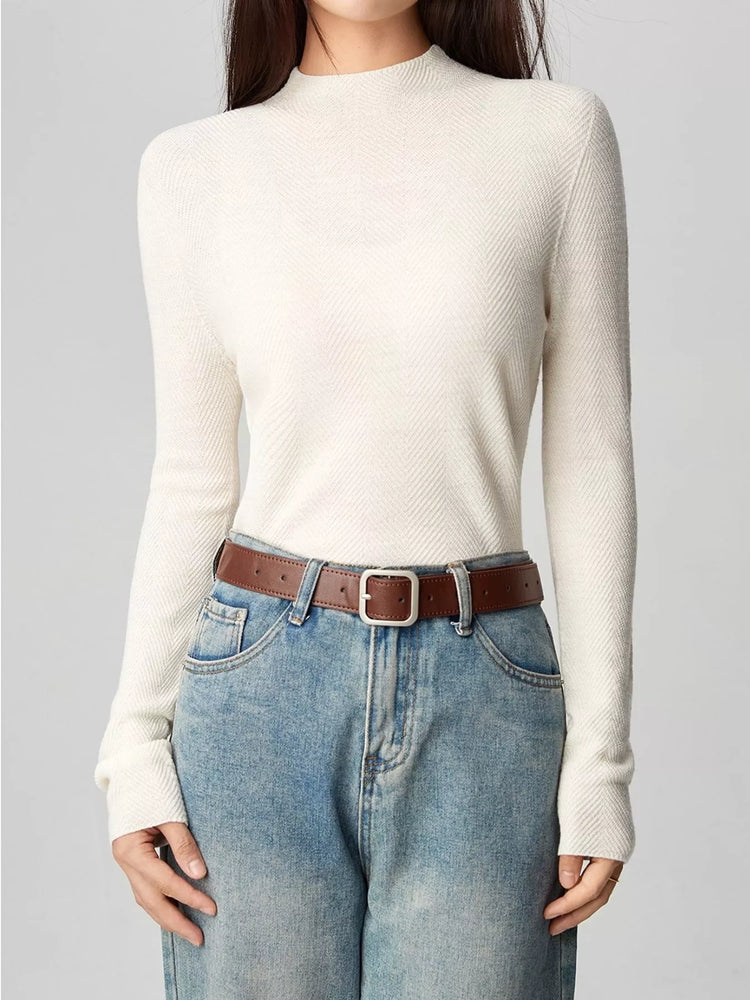 Textured Mock Neck Sweater