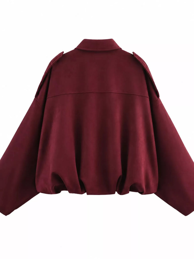 Elastic Hem Batwing Sleeve Jacket