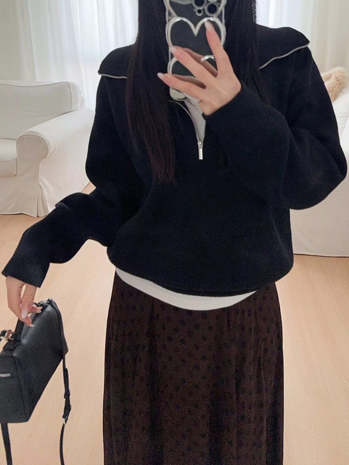 Half-Zip Dropped Shoulder Sweater