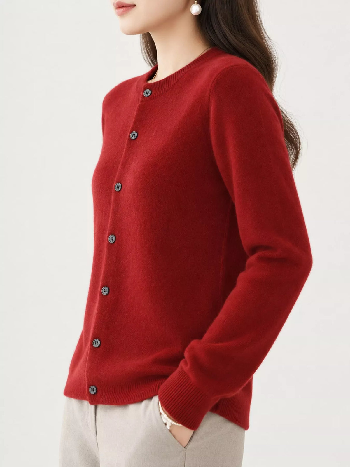 Classic Crew Neck Knit Cardigan