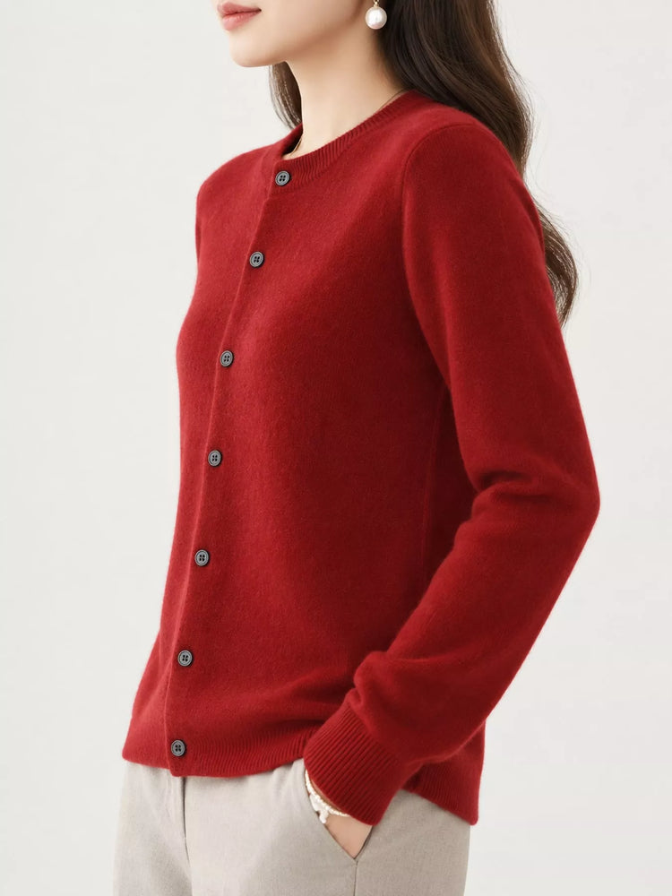 Classic Crew Neck Knit Cardigan