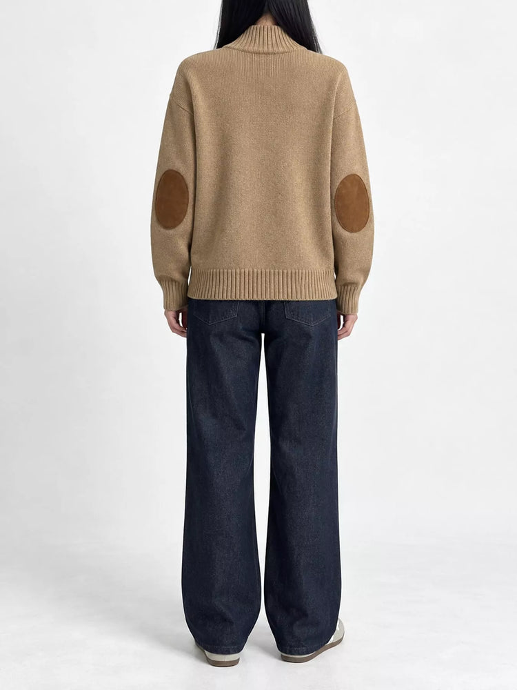 Ribbed-Knit Mock Neck Cardigan