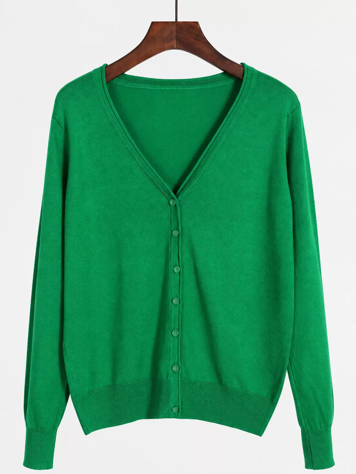Classic V-Neck Button-Down Knit Cardigan