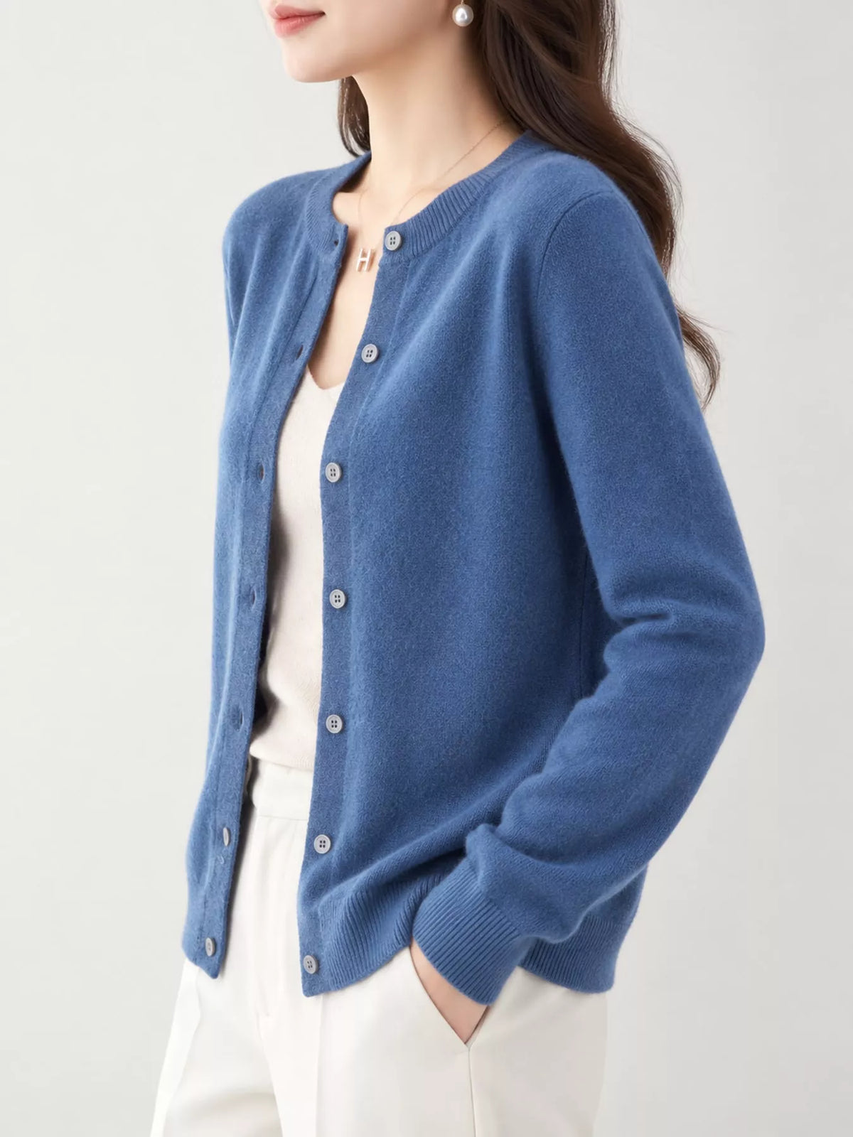 Classic Crew Neck Knit Cardigan