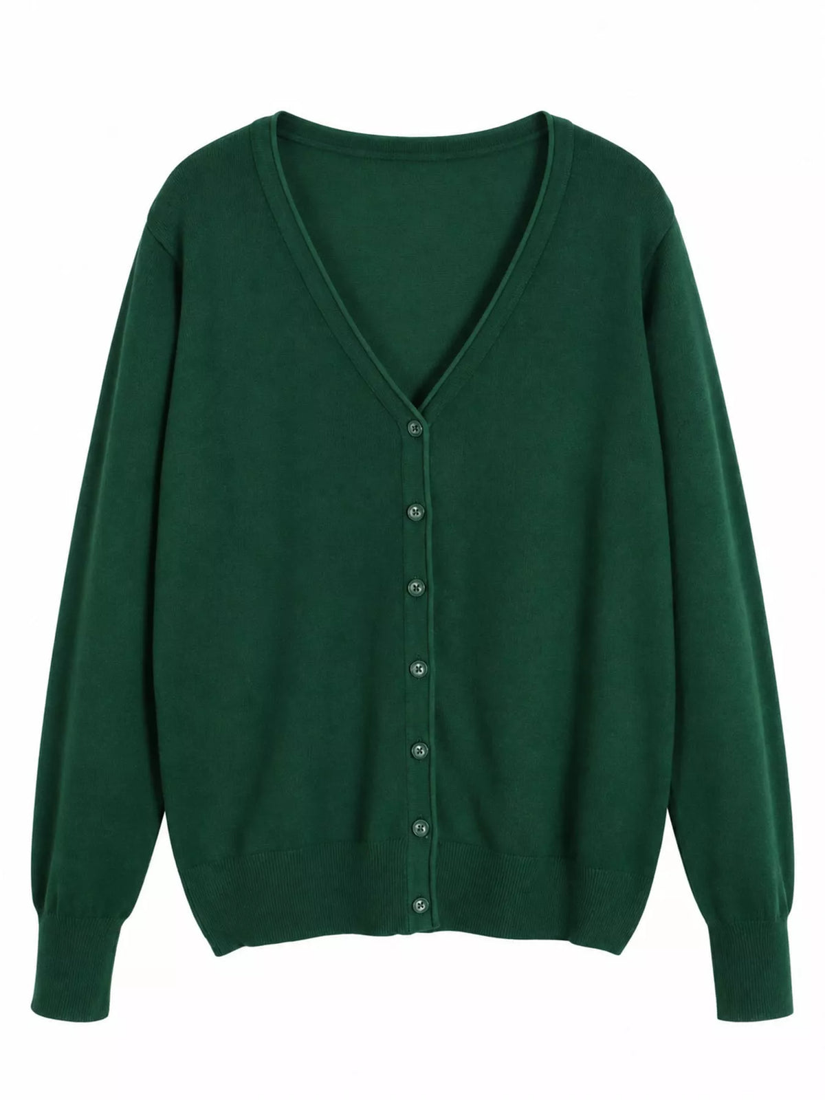 Classic V-Neck Button-Down Knit Cardigan