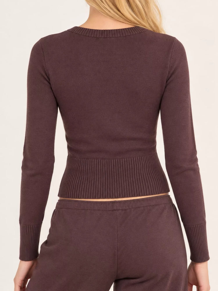 Slim-Fit Ribbed Knit Button-Down Cardigan