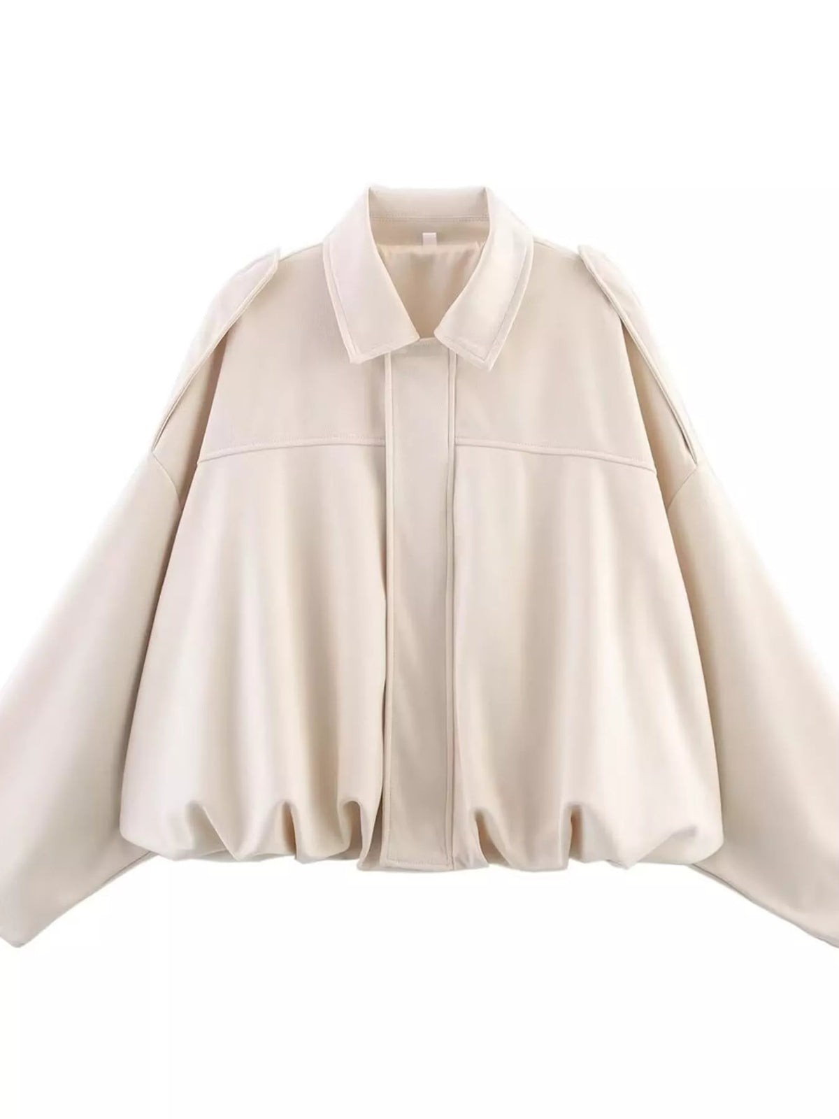 Elastic Hem Batwing Sleeve Jacket