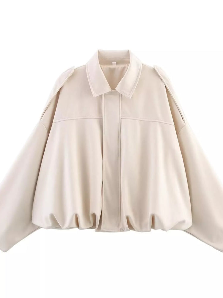 Elastic Hem Batwing Sleeve Jacket