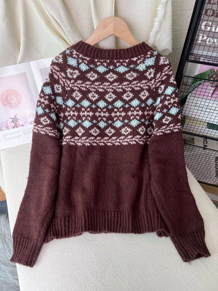 Fair Isle Patterned Round Neck Sweater