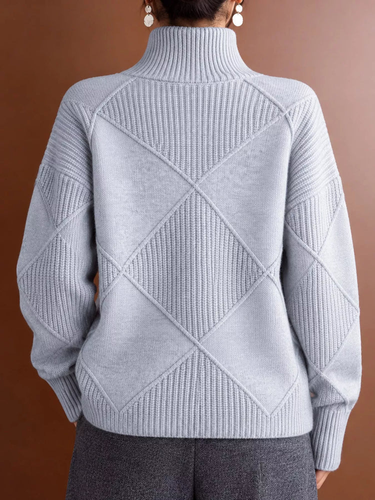 Full Size Diamond Pattern Turtleneck Sweater Plus Size