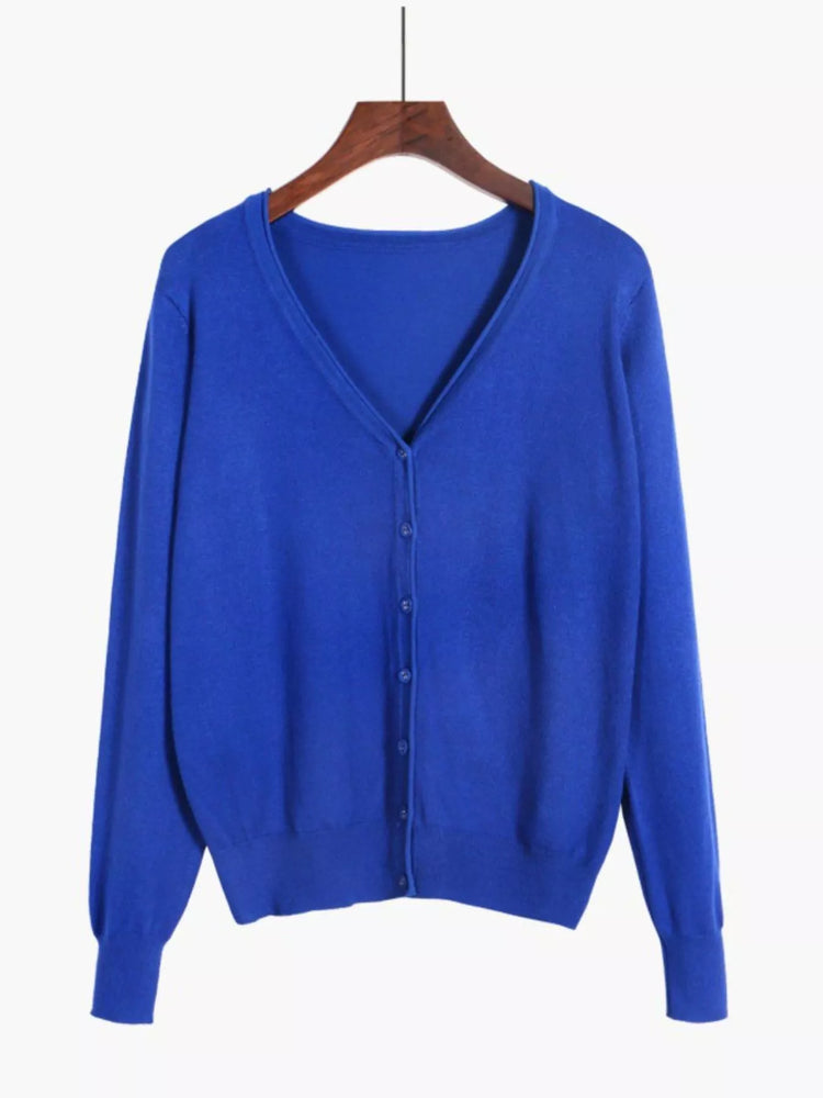Classic V-Neck Button-Down Knit Cardigan