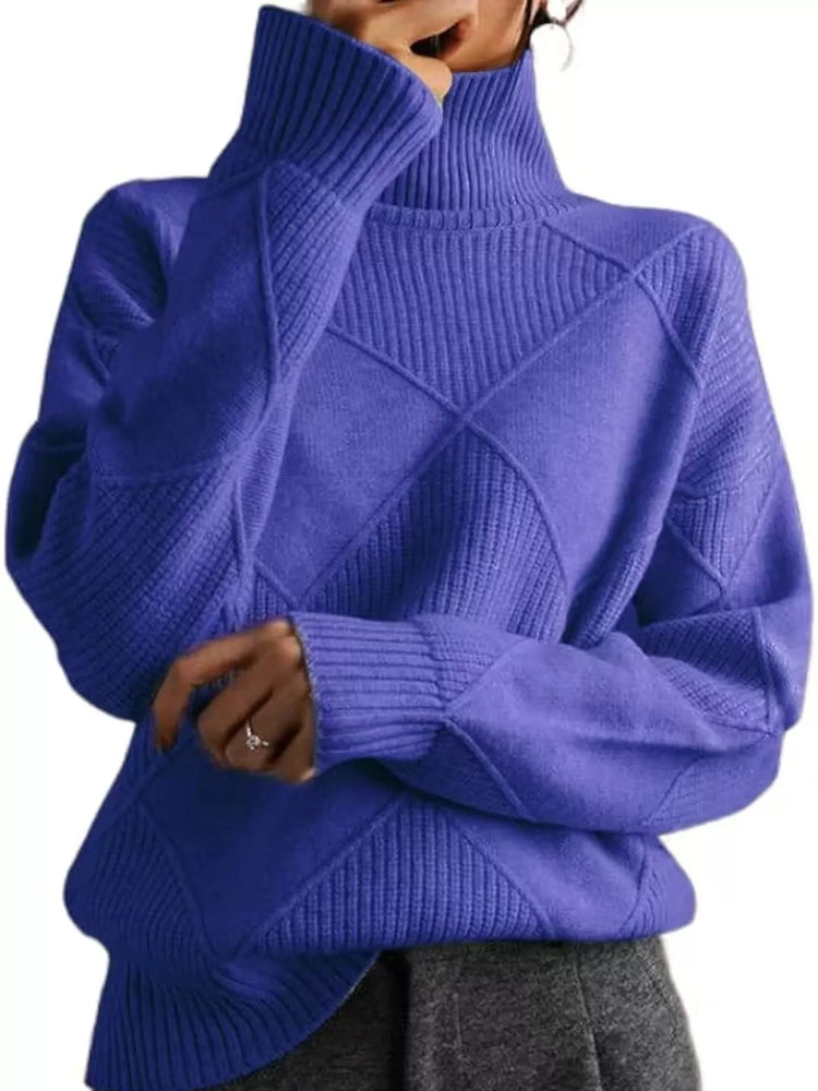 Full Size Diamond Pattern Turtleneck Sweater Plus Size