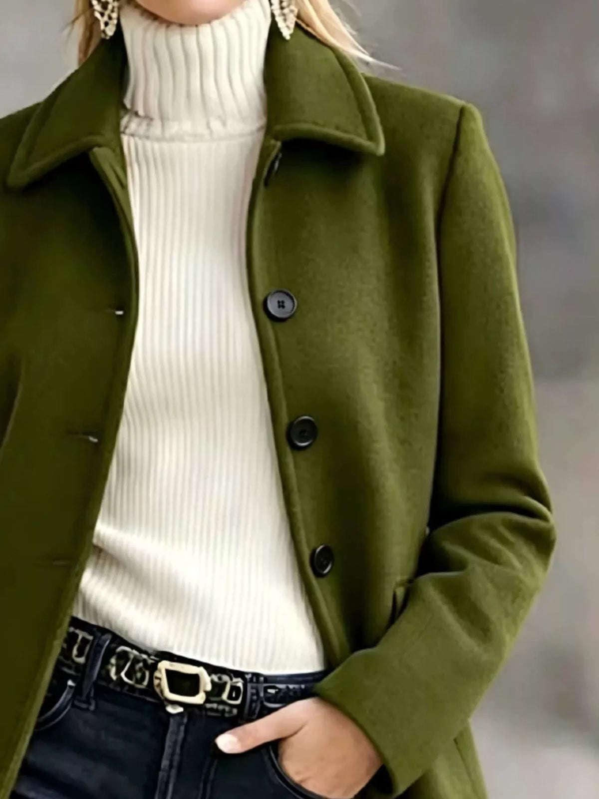Button Up Collared Neck Coat