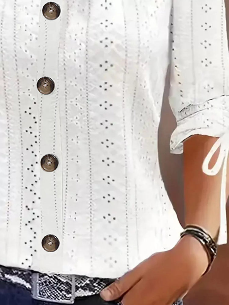 Eyelet Tie-Sleeve Detail Top