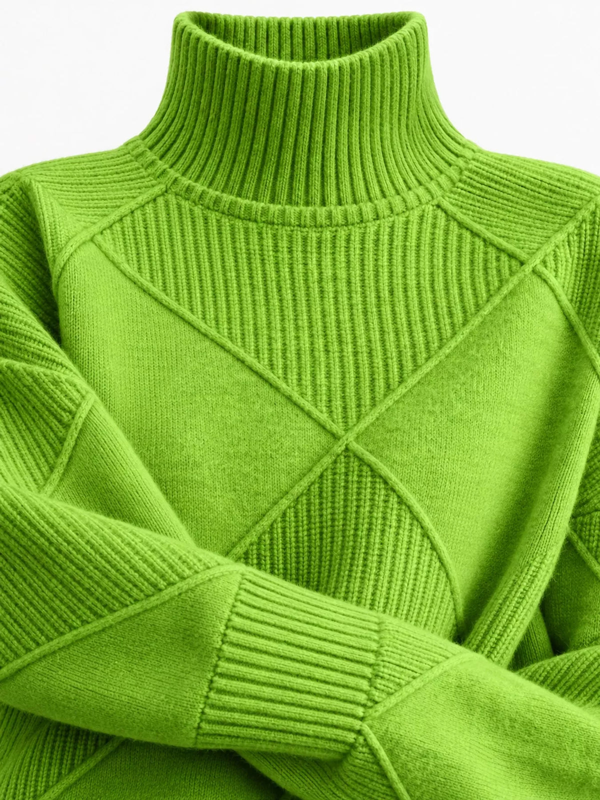 Full Size Diamond Pattern Turtleneck Sweater Plus Size
