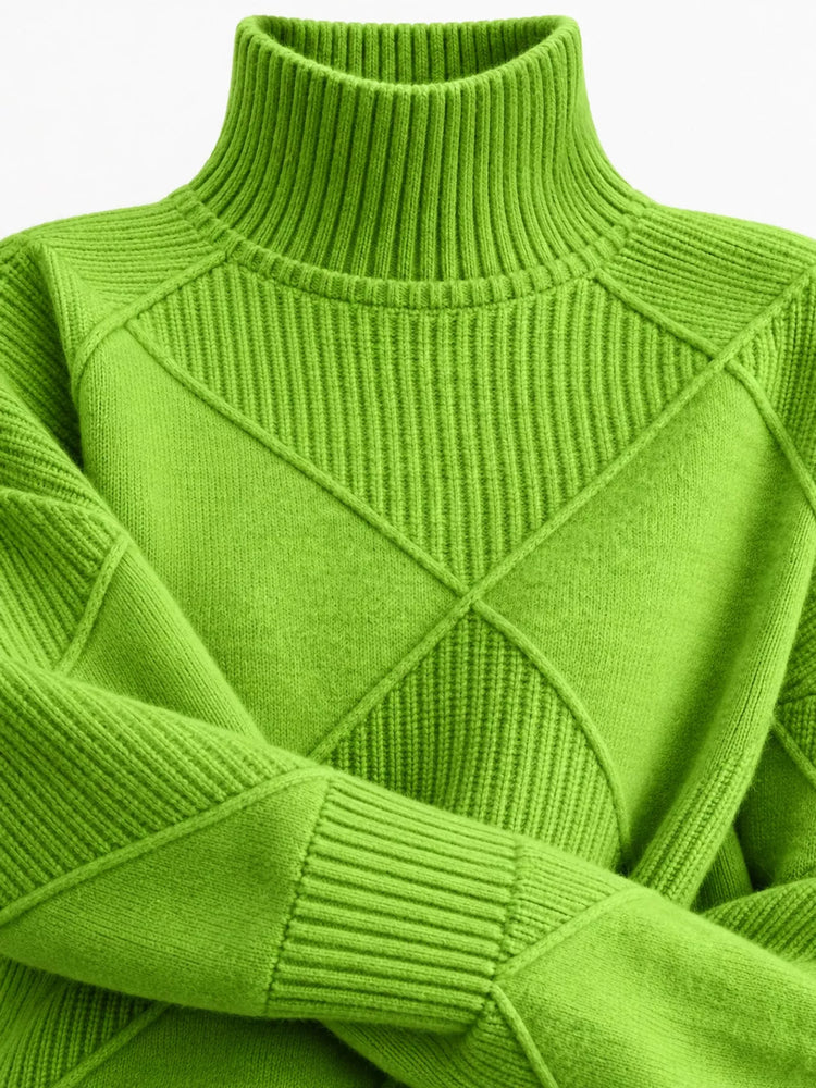 Full Size Diamond Pattern Turtleneck Sweater Plus Size